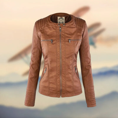 Caroline | Veste en cuir à capuche élégante et polyvalente