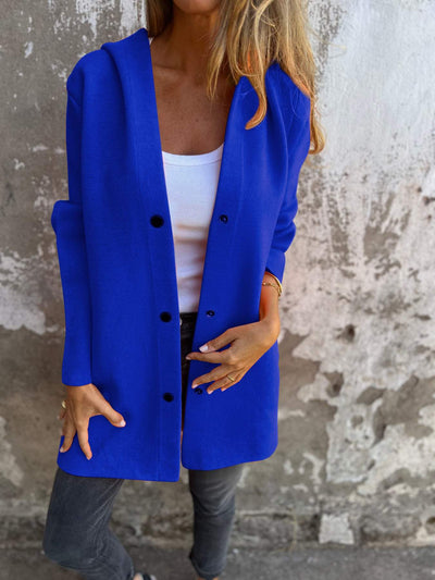 Elle | Veste à capuche décontractée à simple boutonnage