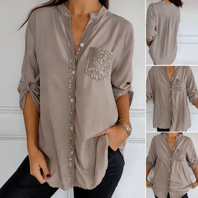 Haut quotidien en patchwork avec paillettes