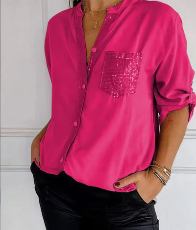 Haut quotidien en patchwork avec paillettes